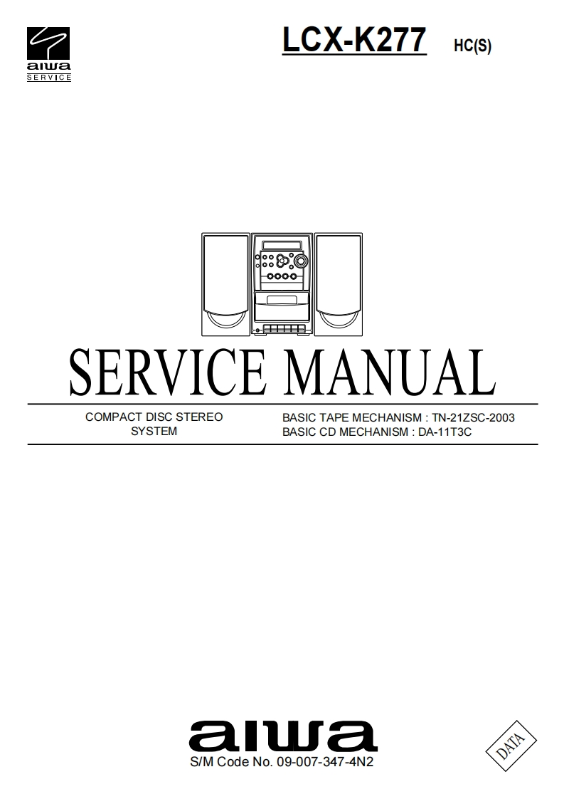 Aiwa-LCXK277-cs-维修说明书手册含电器原理图