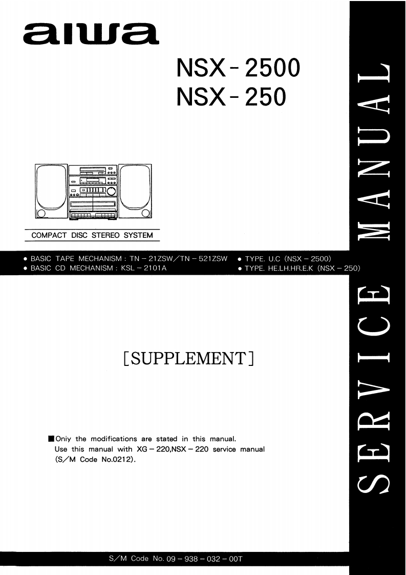 Aiwa-NSX250-cs-维修说明书手册含电器原理图