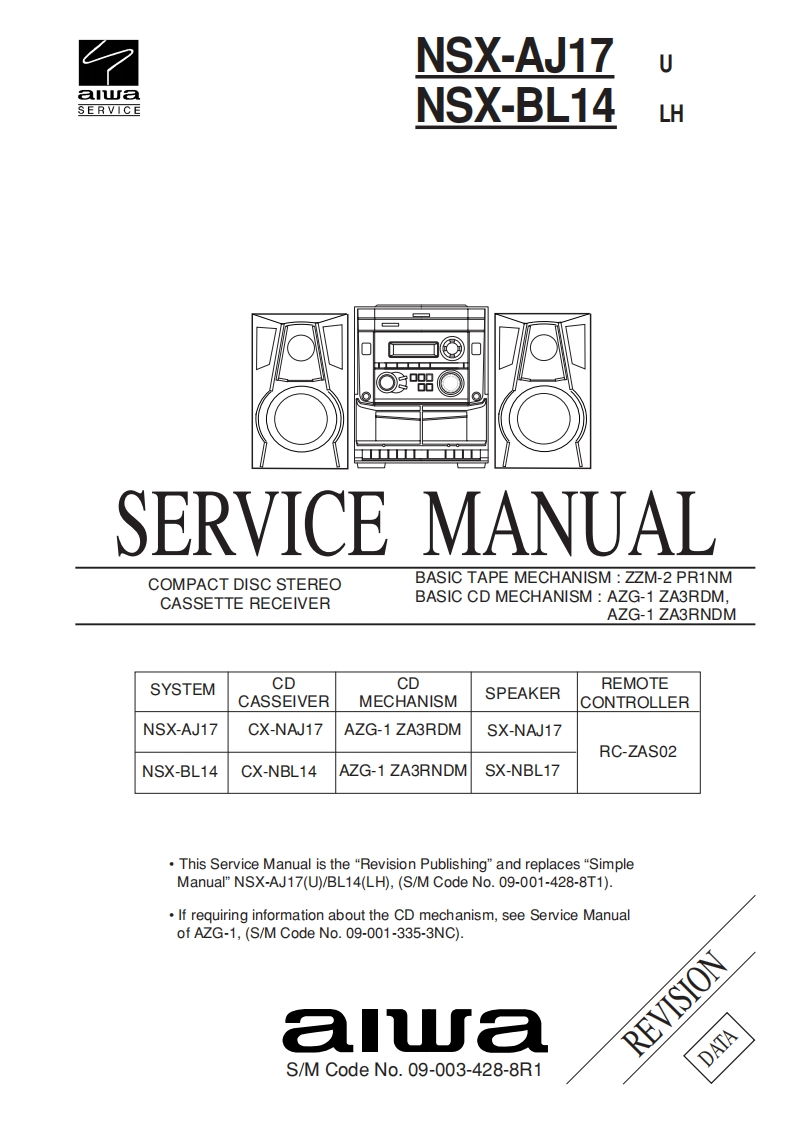 Aiwa-NSXAJ17-cs-维修说明书手册含电器原理图