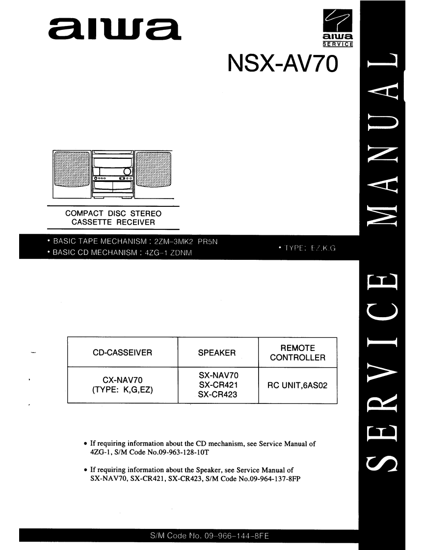 Aiwa-NSXAV70-cs-维修说明书手册含电器原理图