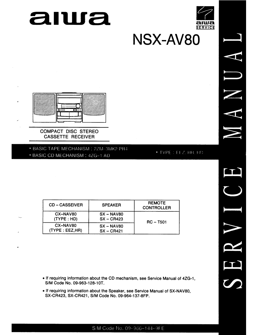 Aiwa-NSXAV80-cs-维修说明书手册含电器原理图
