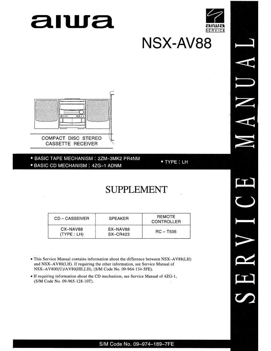 Aiwa-NSXAV88-cs-维修说明书手册含电器原理图