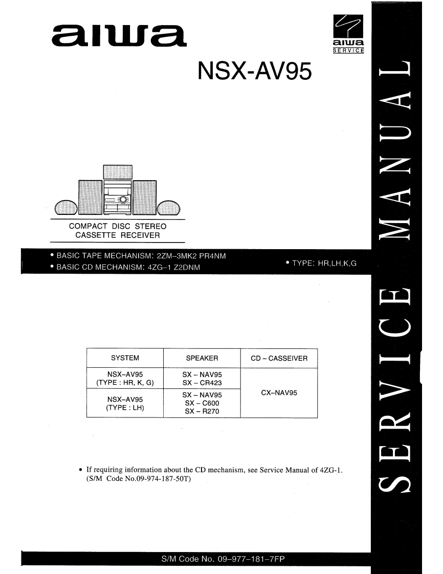 Aiwa-NSXAV95-cs-维修说明书手册含电器原理图
