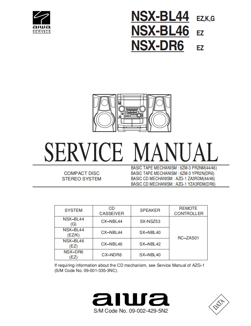 Aiwa-NSXBL46-cs-维修说明书手册含电器原理图