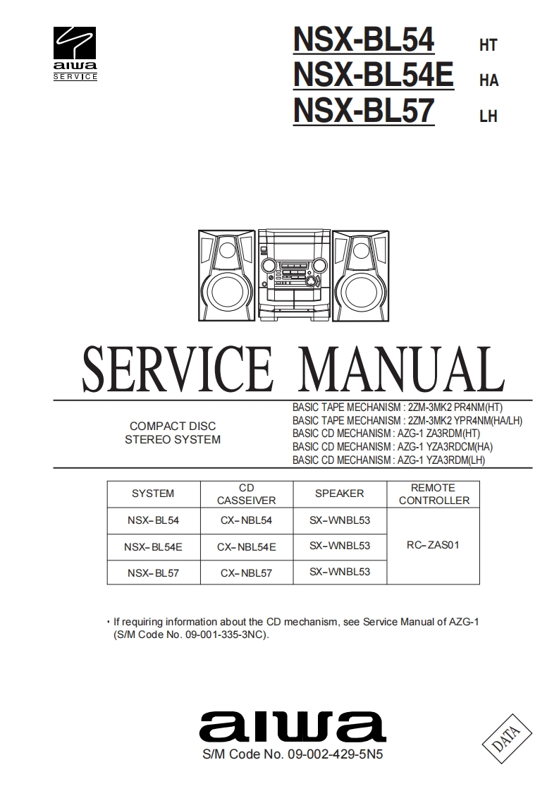 Aiwa-NSXBL57-cs-维修说明书手册含电器原理图