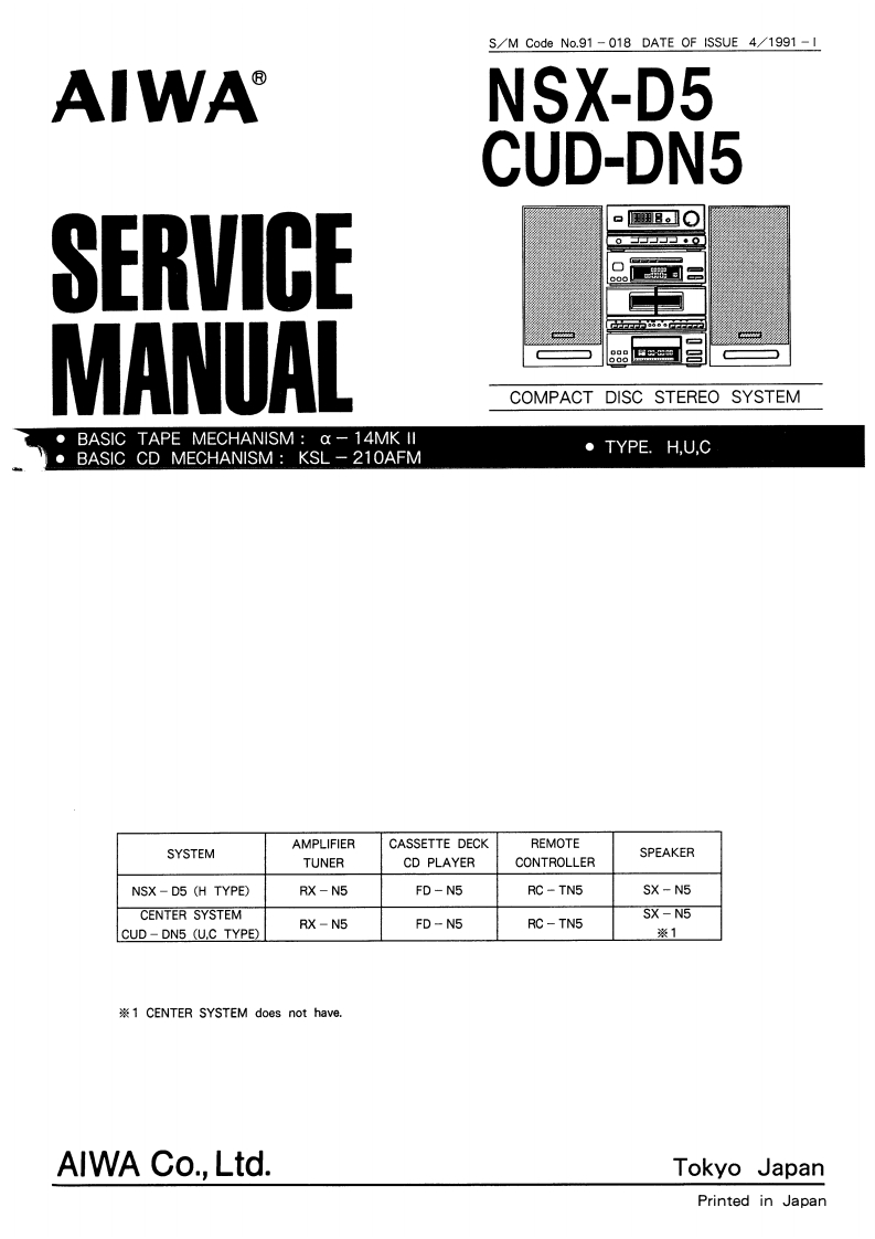 Aiwa-NSXD5-cs-维修说明书手册含电器原理图