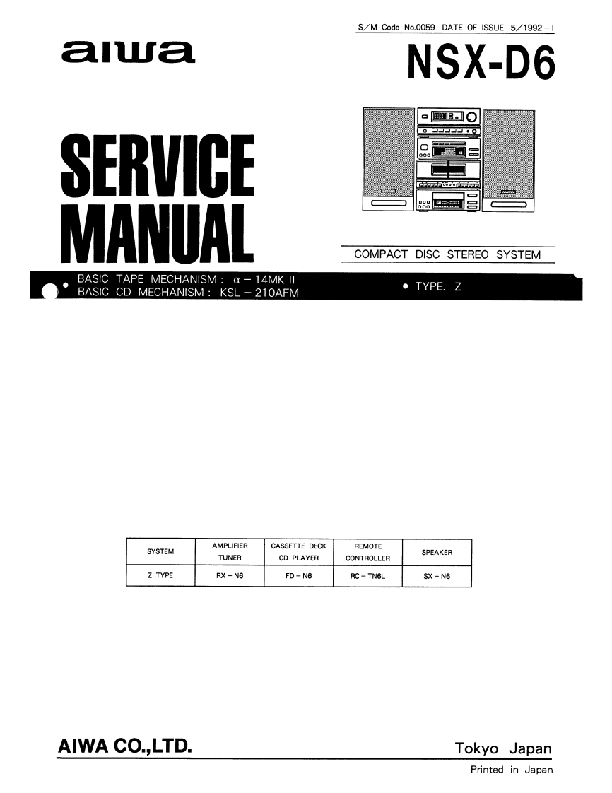 Aiwa-NSXD6-cs-维修说明书手册含电器原理图