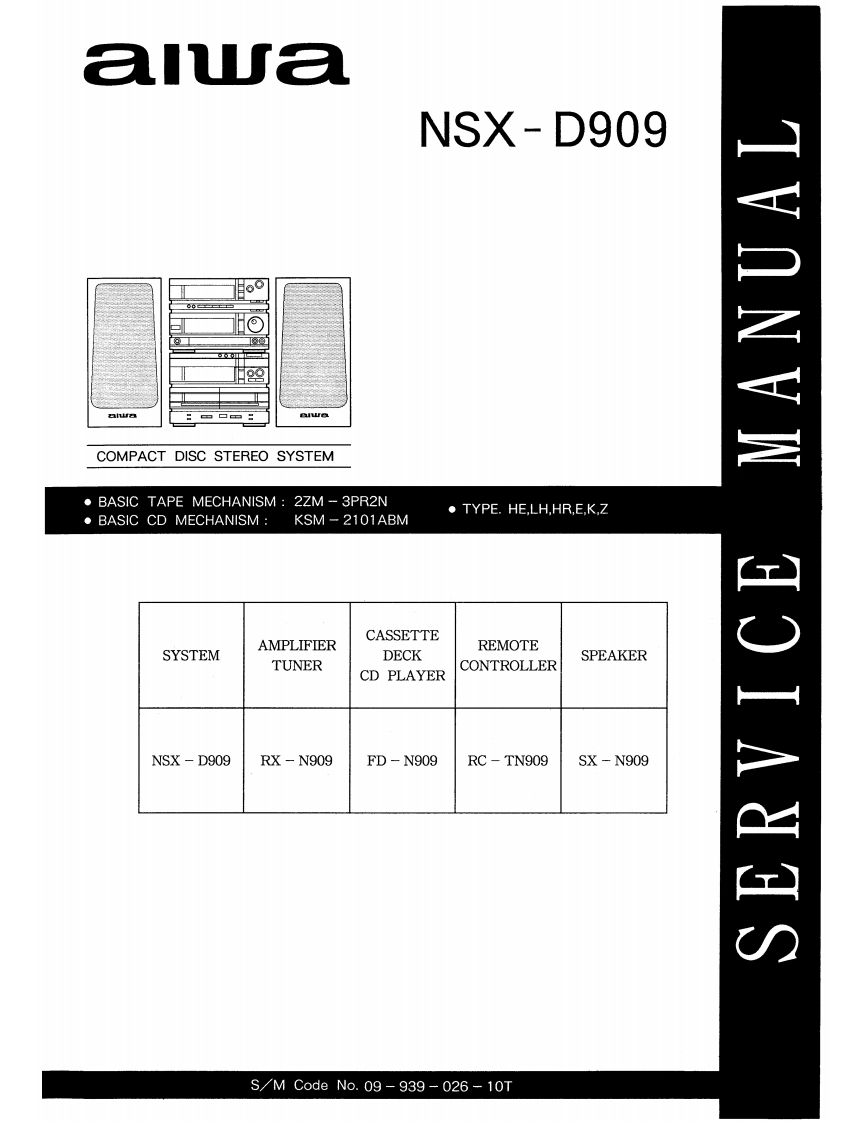 Aiwa-NSXD909-cs-维修说明书手册含电器原理图