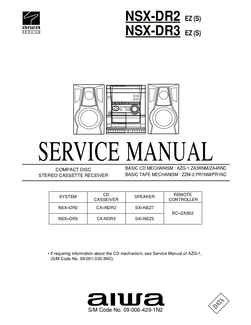 Aiwa-NSXDR3-cs-维修说明书手册含电器原理图