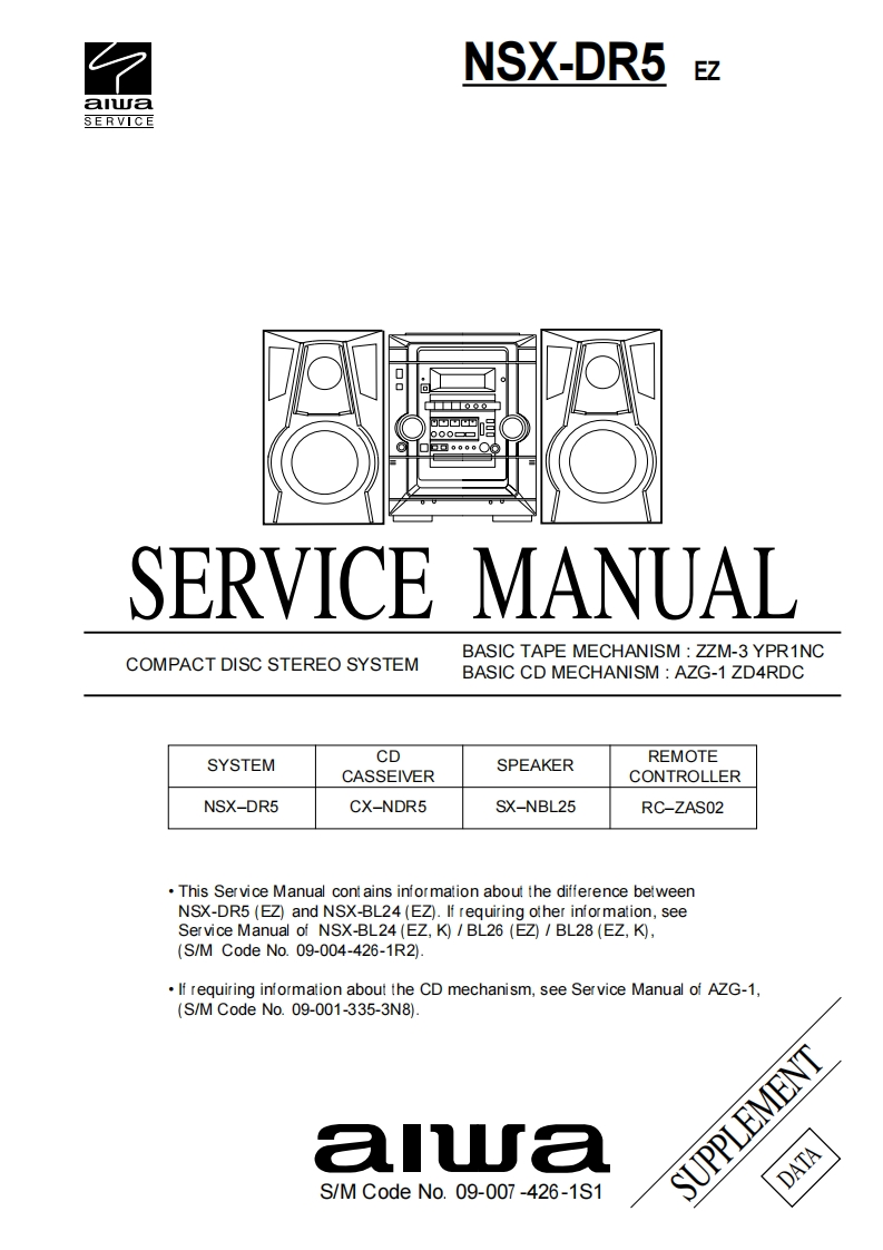 Aiwa-NSXDR5-cs-维修说明书手册含电器原理图