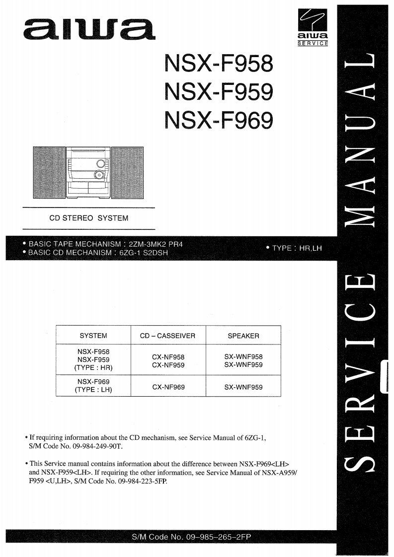 Aiwa-NSXF958-cs-维修说明书手册含电器原理图