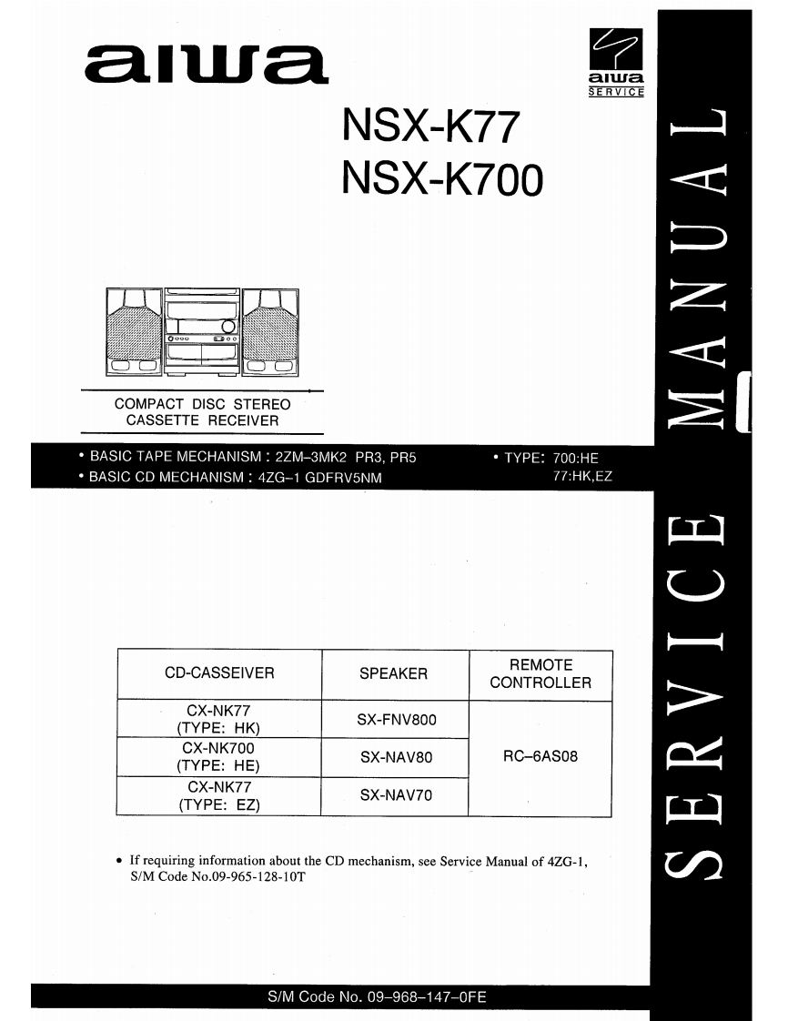 Aiwa-NSXK700-cs-维修说明书手册含电器原理图