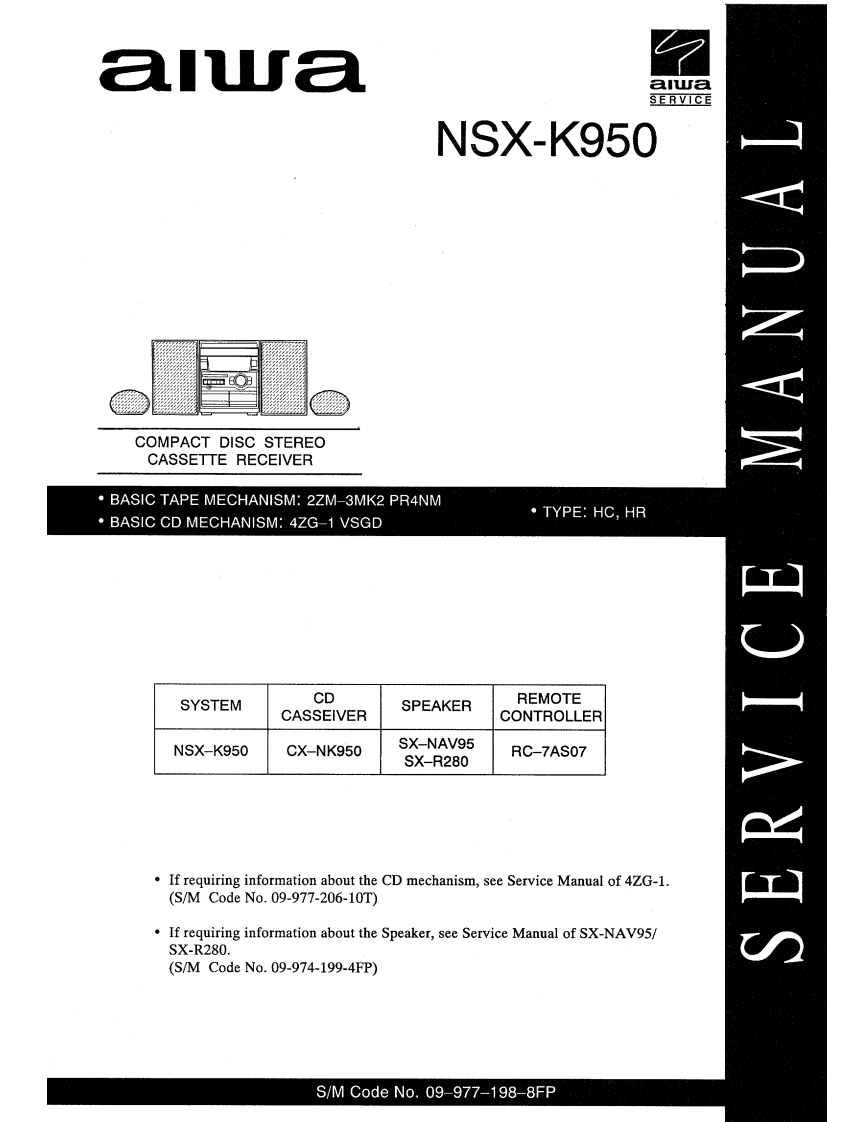 Aiwa-NSXK950-cs-维修说明书手册含电器原理图