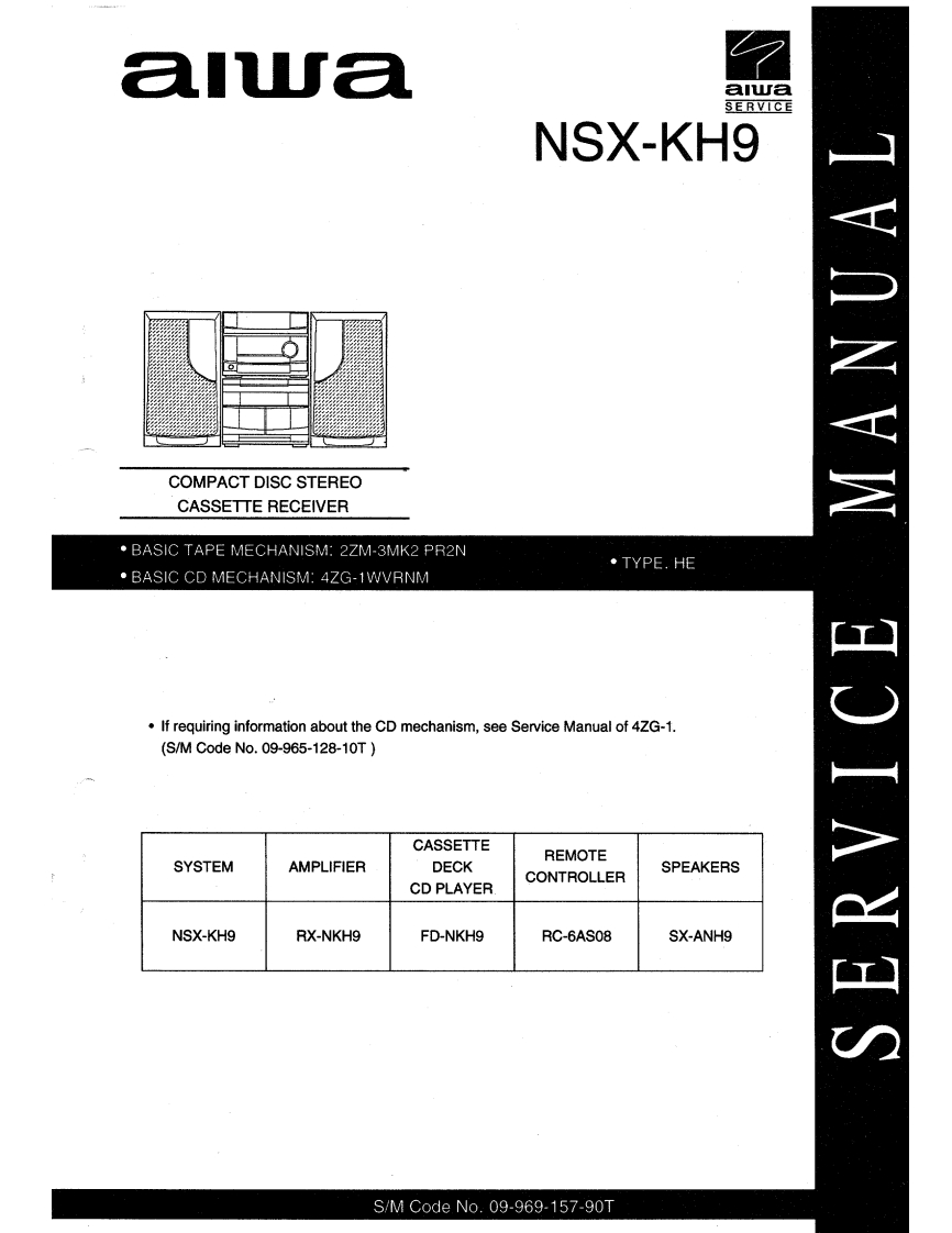 Aiwa-NSXKH9-cs-维修说明书手册含电器原理图