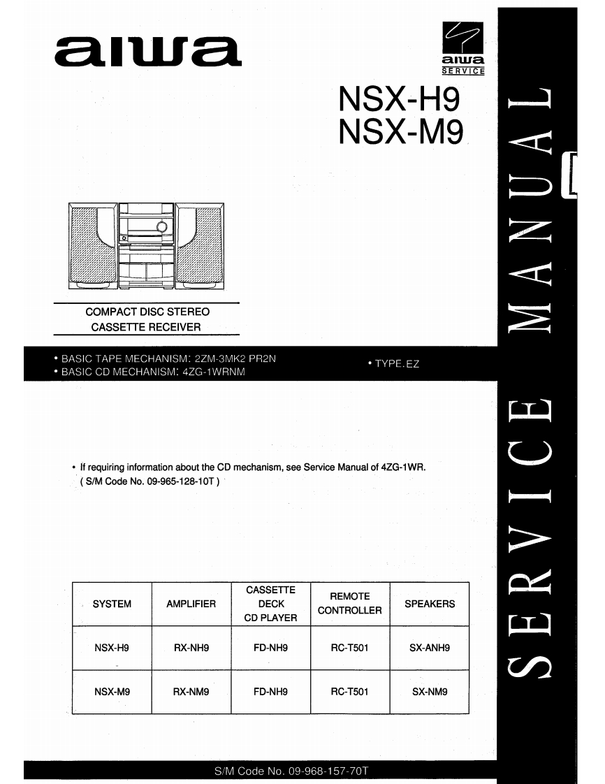 Aiwa-NSXM9-cs-维修说明书手册含电器原理图