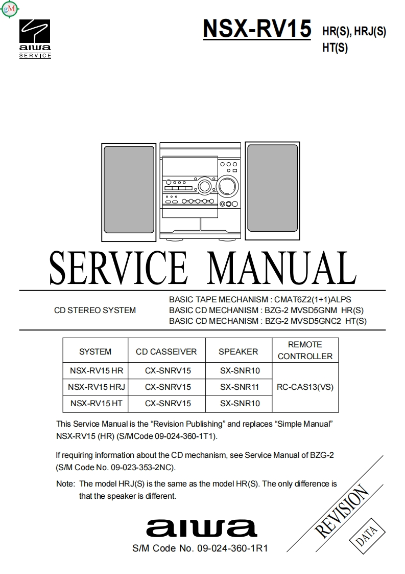Aiwa-NSXRV15-cs-维修说明书手册含电器原理图