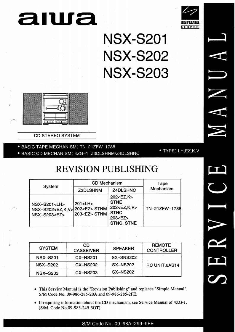 Aiwa-NSXS203-cs-维修说明书手册含电器原理图