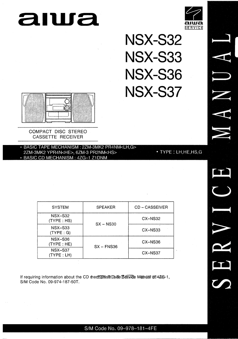 Aiwa-NSXS37-cs-维修说明书手册含电器原理图