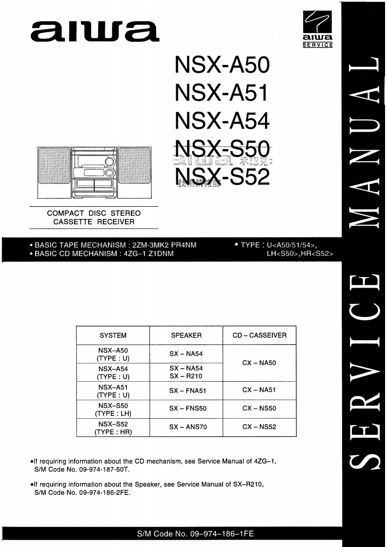 Aiwa-NSXS52-cs-维修说明书手册含电器原理图