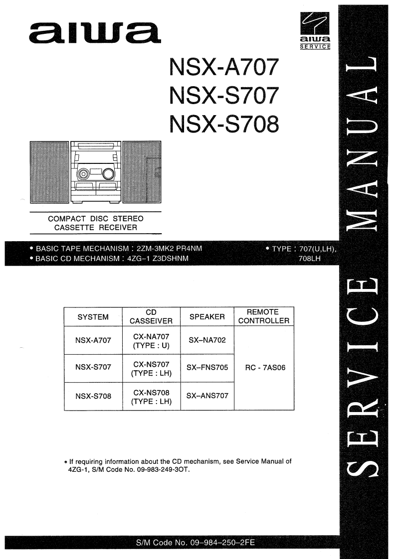 Aiwa-NSXS708-cs-维修说明书手册含电器原理图