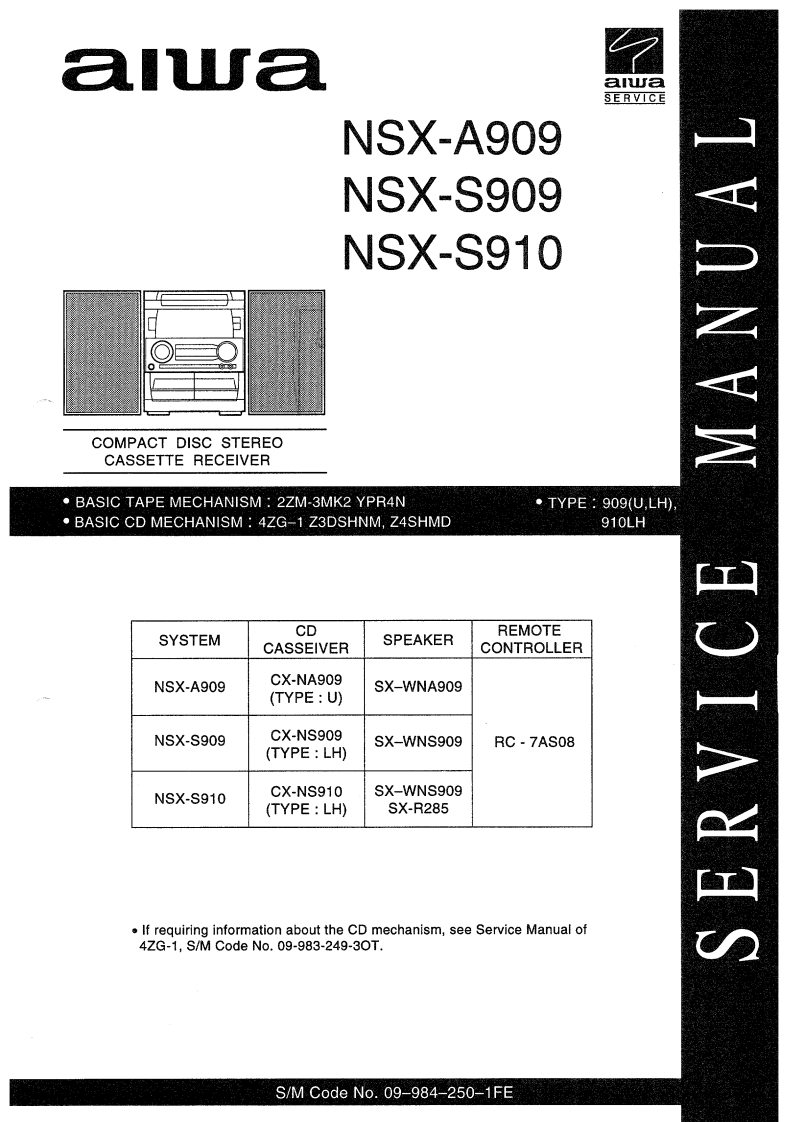 Aiwa-NSXS909-cs-维修说明书手册含电器原理图