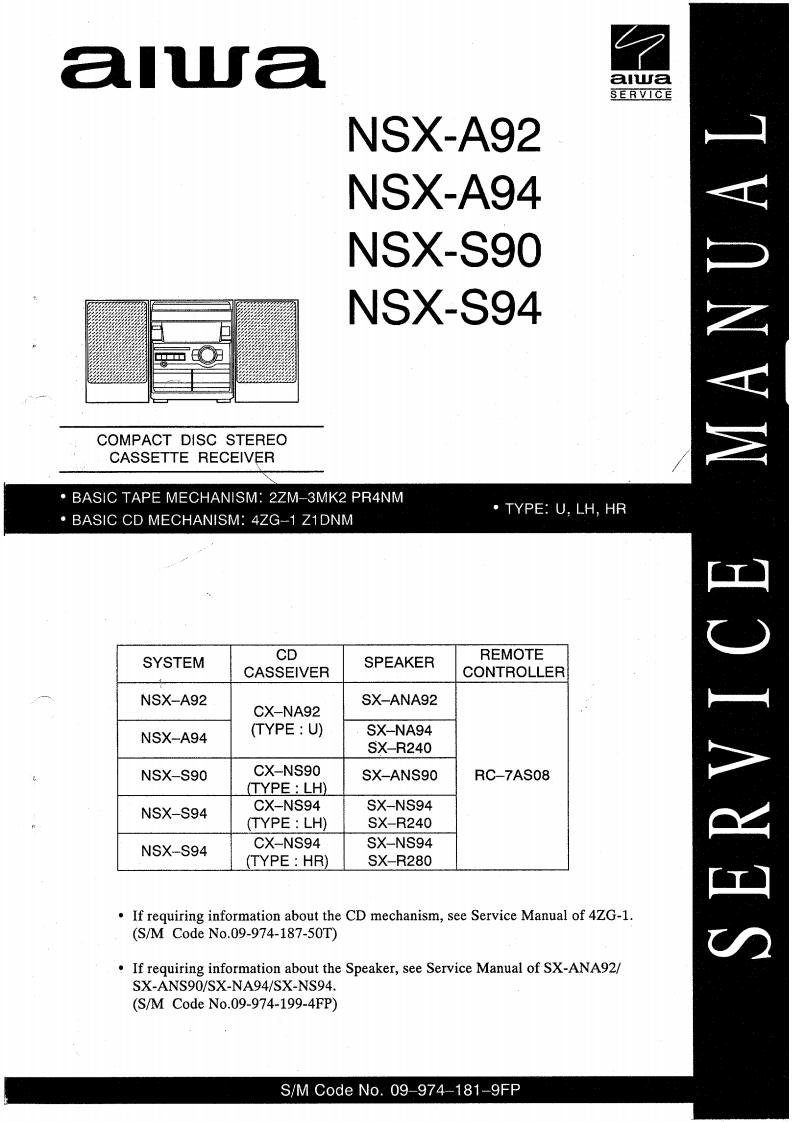 Aiwa-NSXS94-cs-维修说明书手册含电器原理图