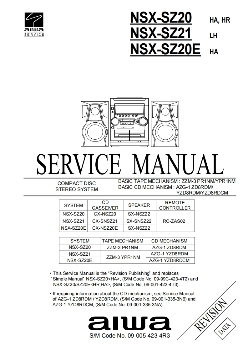 Aiwa-NSXSZ21-cs-维修说明书手册含电器原理图