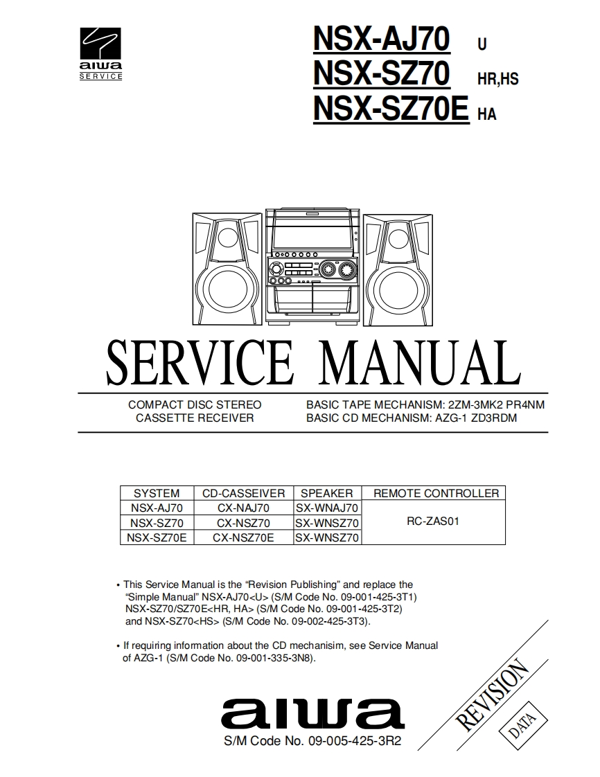 Aiwa-NSXSZ70-cs-维修说明书手册含电器原理图