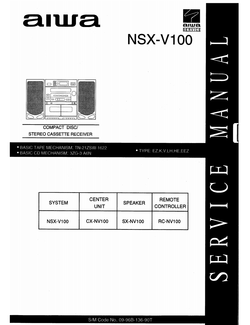 Aiwa-NSXV100-cs-维修说明书手册含电器原理图