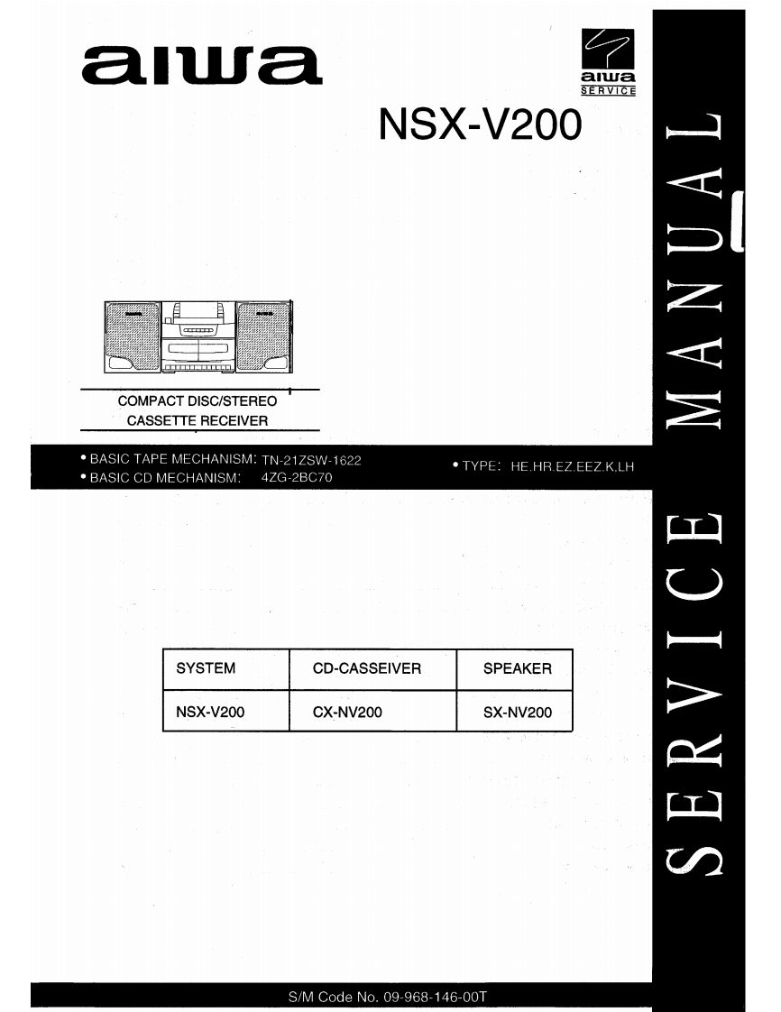 Aiwa-NSXV200-cs-维修说明书手册含电器原理图