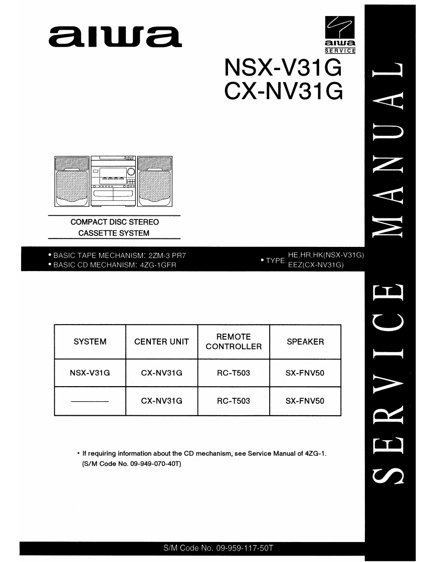 Aiwa-NSXV31G-cs-维修说明书手册含电器原理图