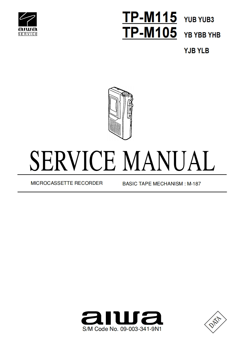 Aiwa-TPM105-tape-维修说明书手册含电器原理图