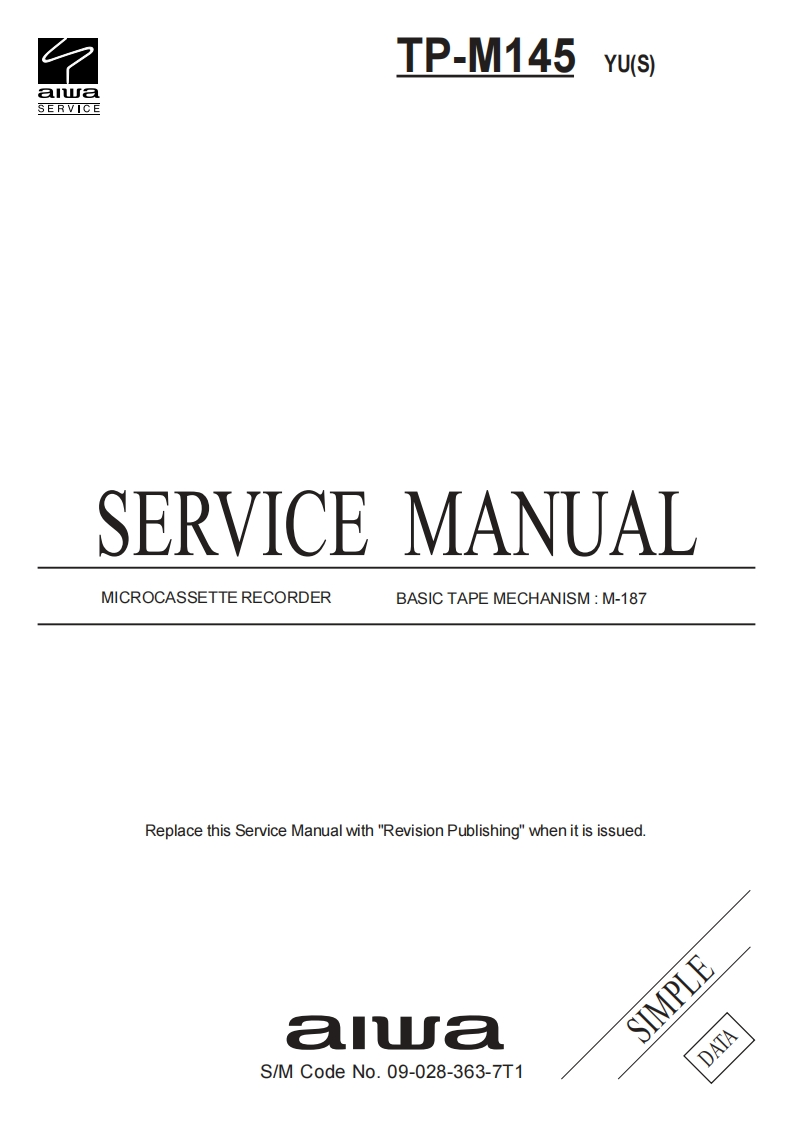 Aiwa-TPM145-tape-维修说明书手册含电器原理图
