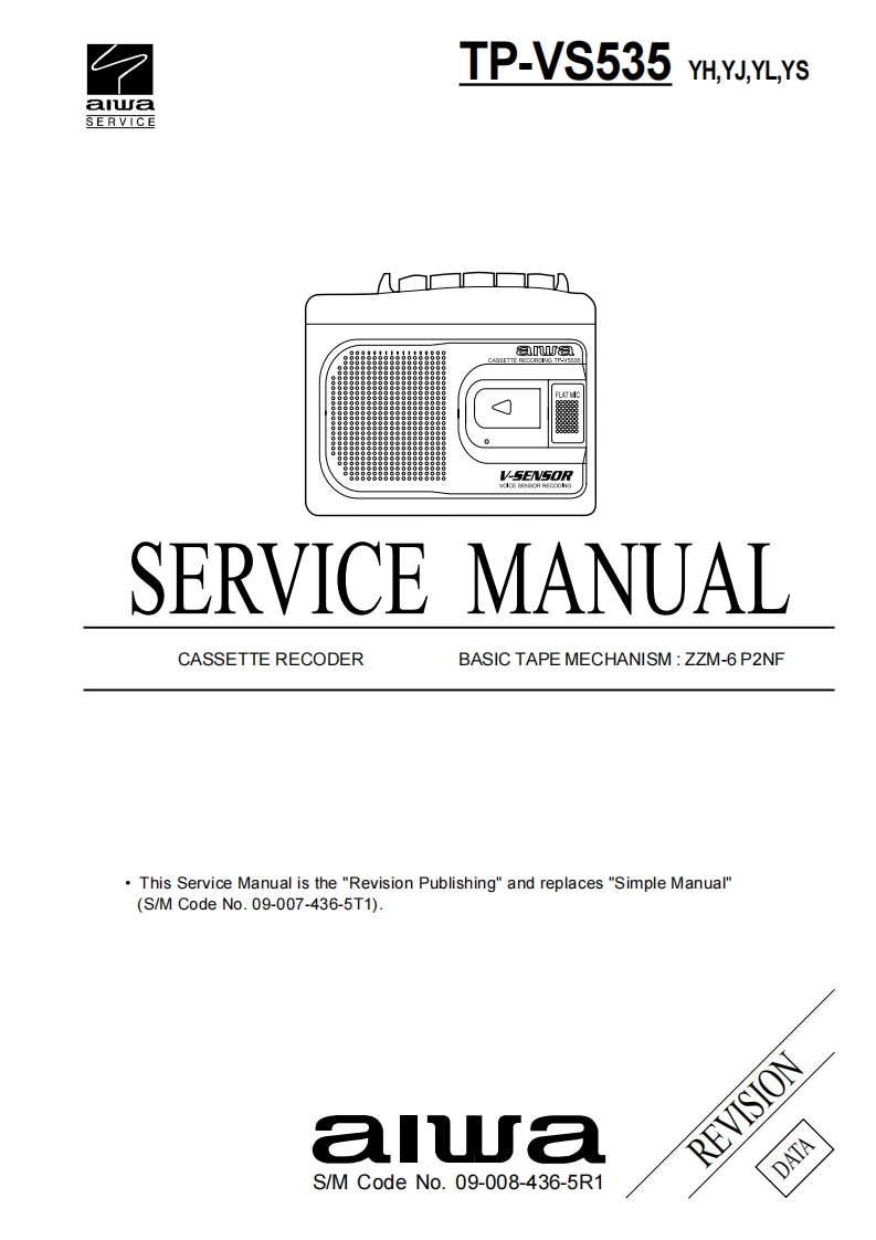 Aiwa-TPVS535-tape-维修说明书手册含电器原理图