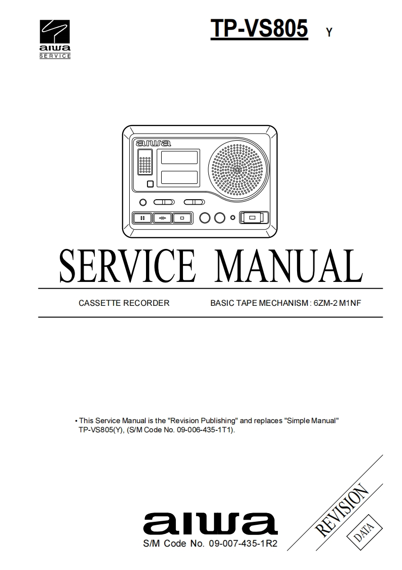 Aiwa-TPVS805-tape-维修说明书手册含电器原理图