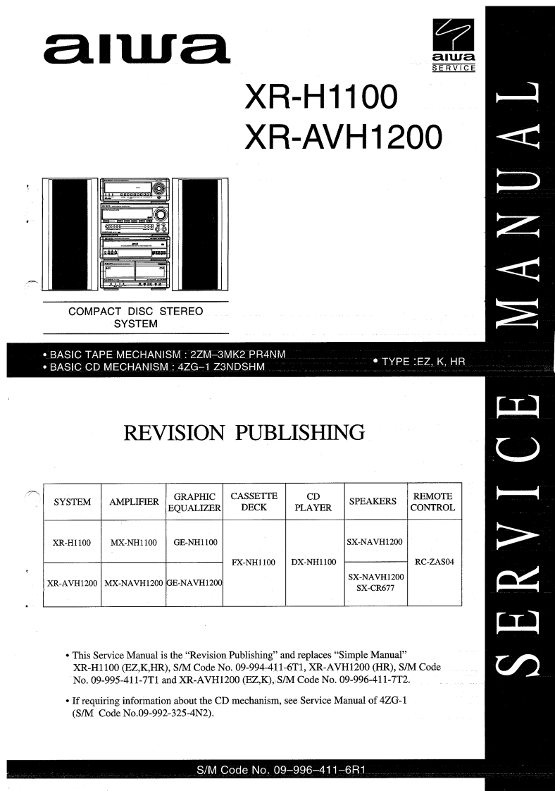 Aiwa-XRH1100-cs-维修说明书手册含电器原理图