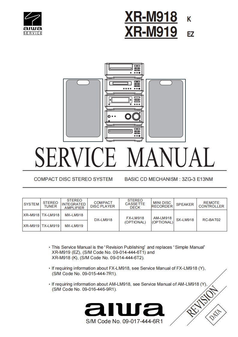 Aiwa-XRM919-cs-维修说明书手册含电器原理图