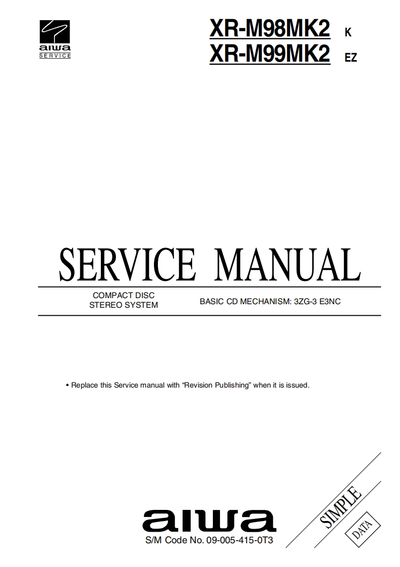 Aiwa-XRM99MK2-cs-维修说明书手册含电器原理图