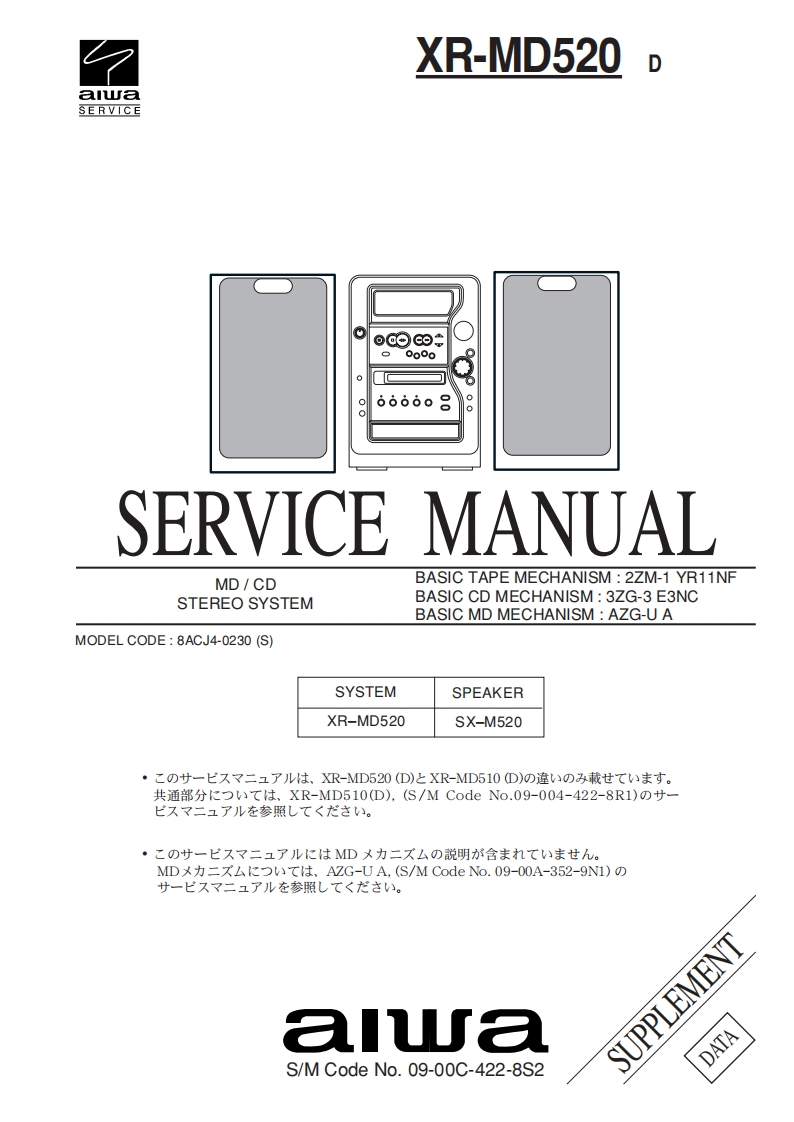 Aiwa-XRMD520-cs-维修说明书手册含电器原理图