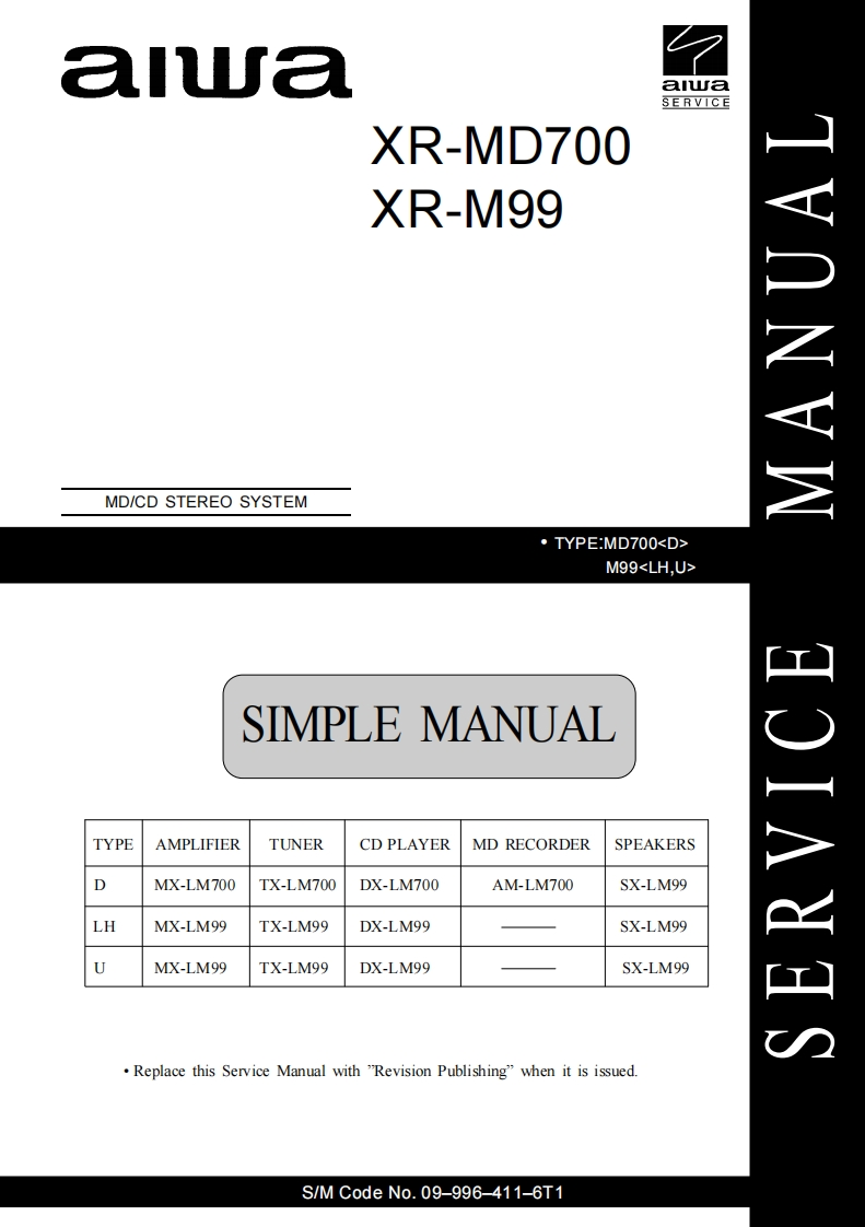 Aiwa-XRMD700-cs-维修说明书手册含电器原理图