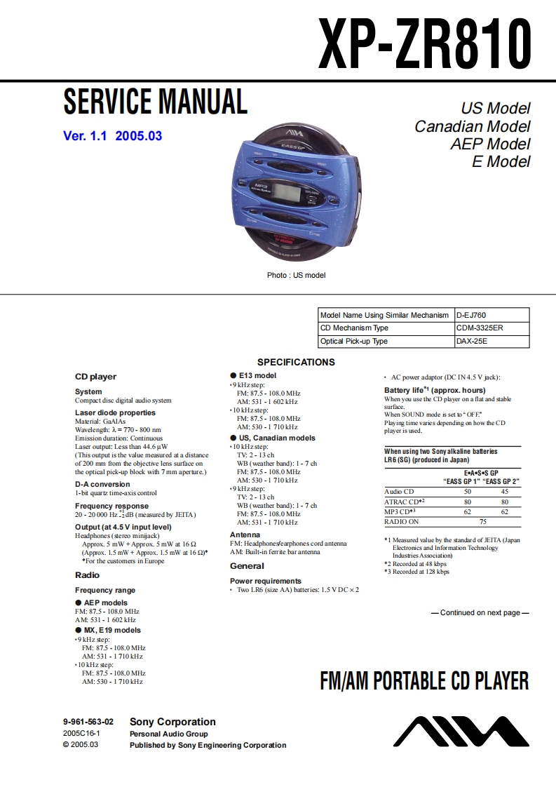 Aiwa-ZR810-cs-维修说明书手册含电器原理图