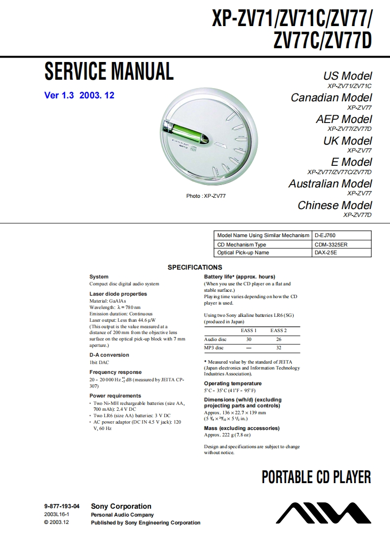 Aiwa-ZV71-cs-维修说明书手册含电器原理图