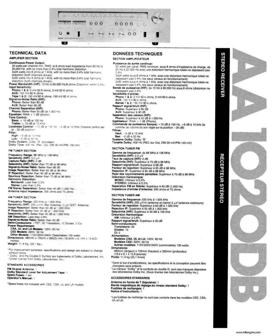 Akai-AA-1020-DB-Specifications
