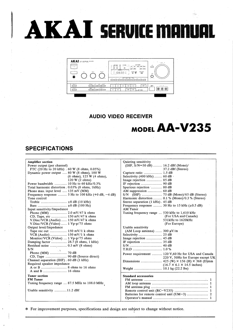 Akai-AAV-235-维修电器原理图手册