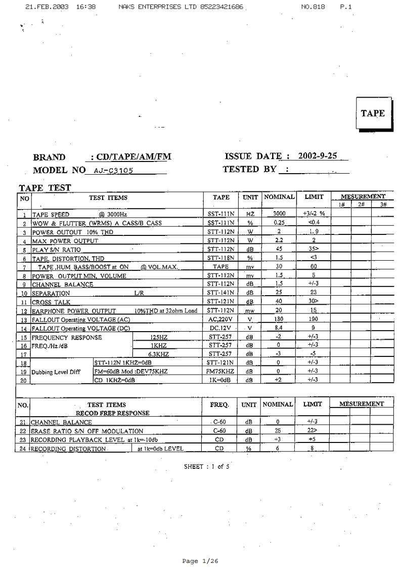 Akai-AJC3105-cs-电气原理图手册