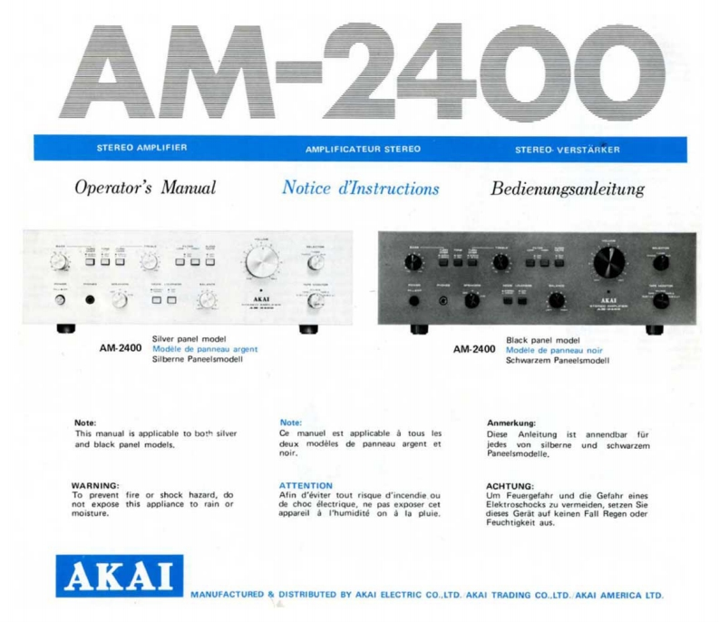 Akai-AM-2400-所有说明书手册