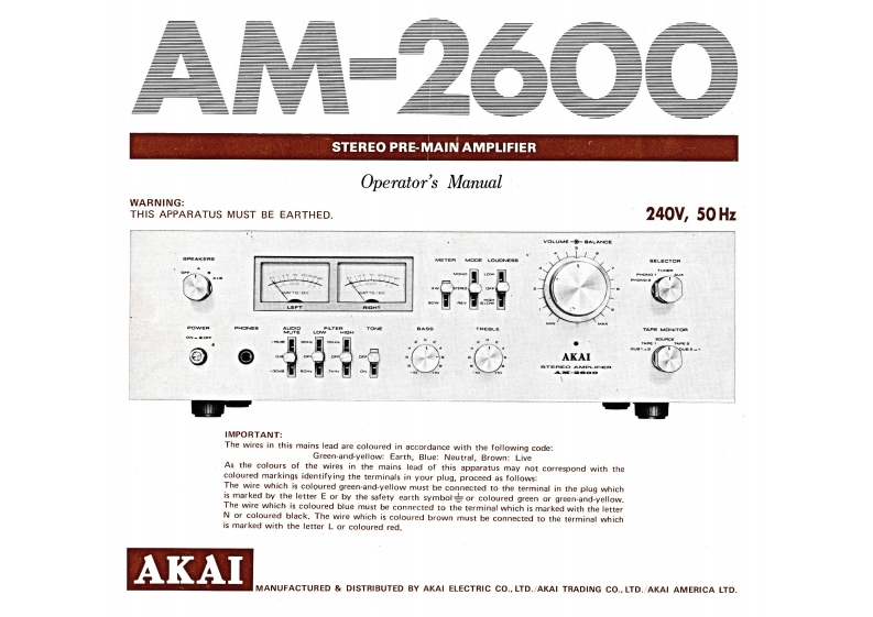 Akai-AM-2600-所有说明书手册