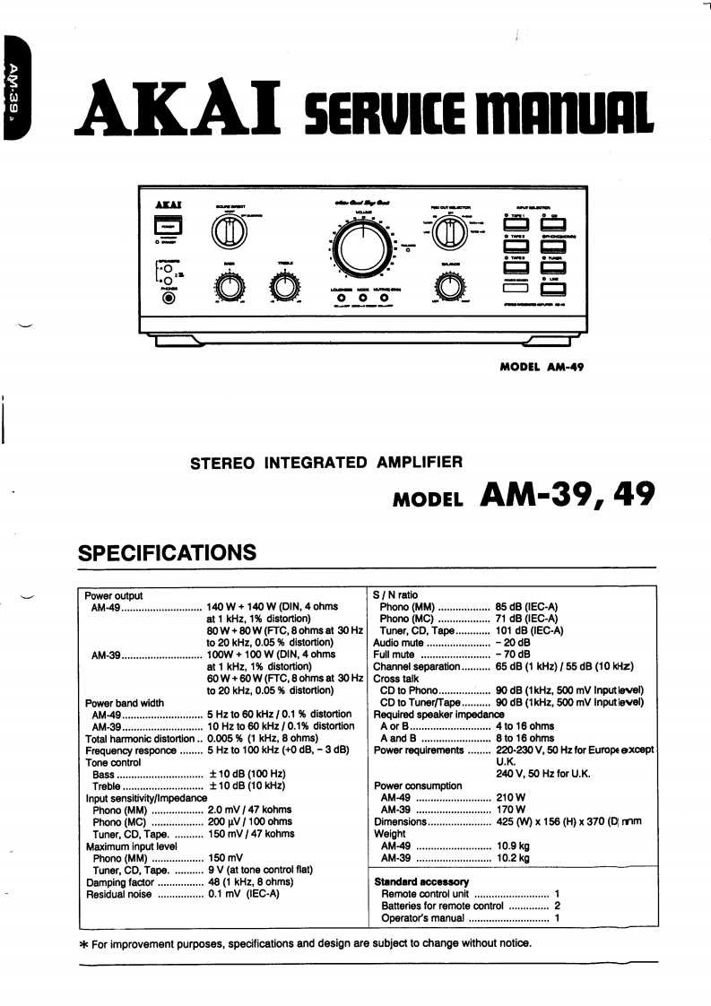 Akai-AM39-int-维修说明书手册含电器原理图