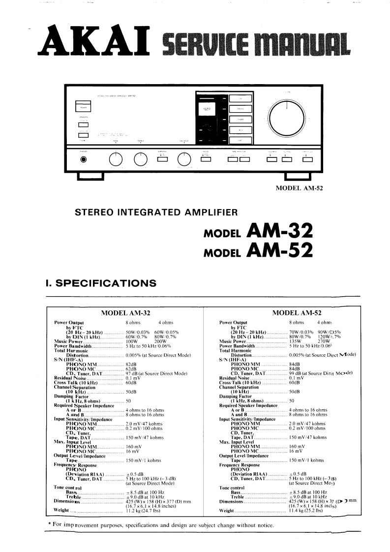 Akai-AM52-int-维修说明书手册含电器原理图