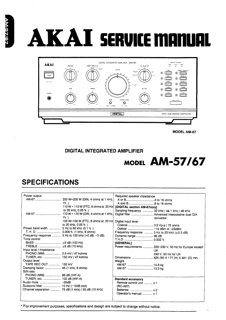 Akai-AM57-int-维修说明书手册含电器原理图